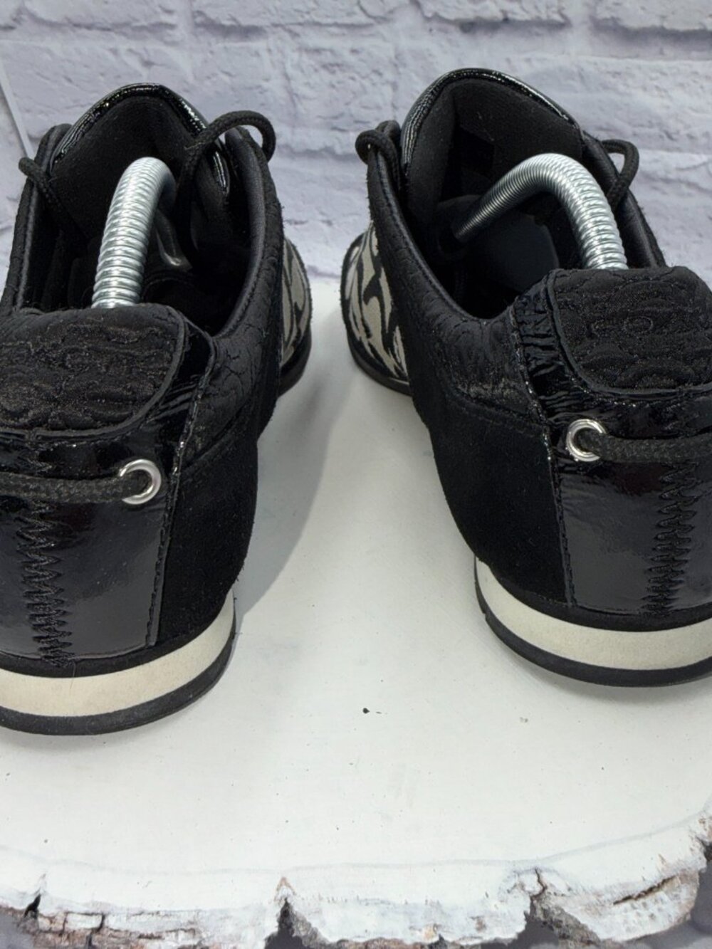 Coach Shoes Womens 7M Kelbie Casual Low Sneakers Black Suede Lace Up Flats - Picture 6 of 12